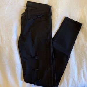 Mid Rise Distressed Black Skinny Jeans